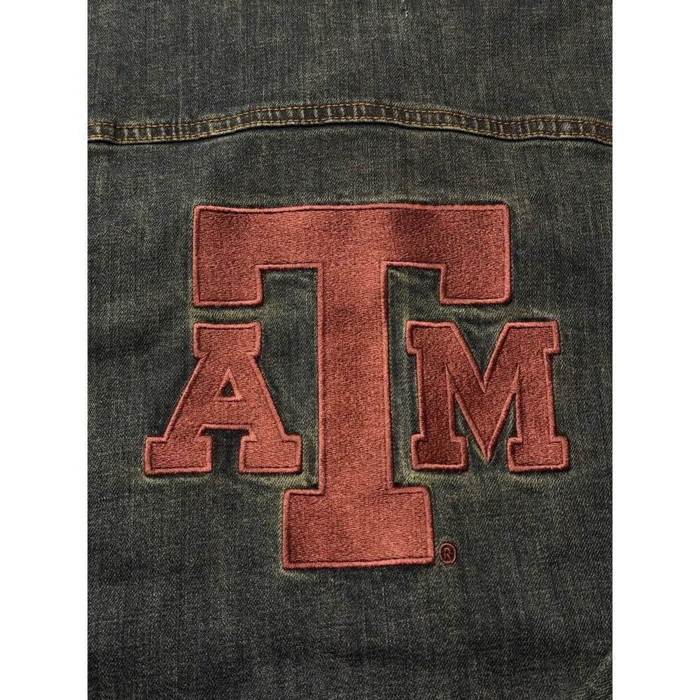 Wrangler Retro Texas A&M Embroidered Denim Jacket Mens XXL Blue WRUJ11180
